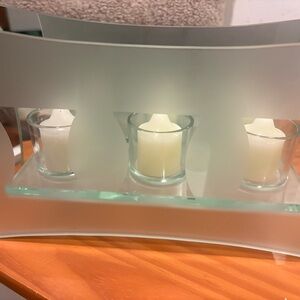 Elegant Frosted Glass Candle Holder Trio